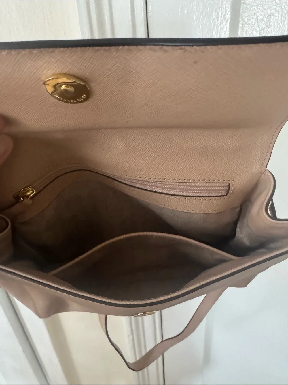 Michael Kors Taupe Leather Satchel with Gold Hardware